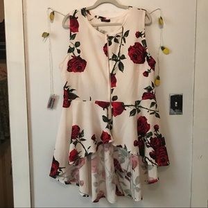 Hi-low peplum top blouse